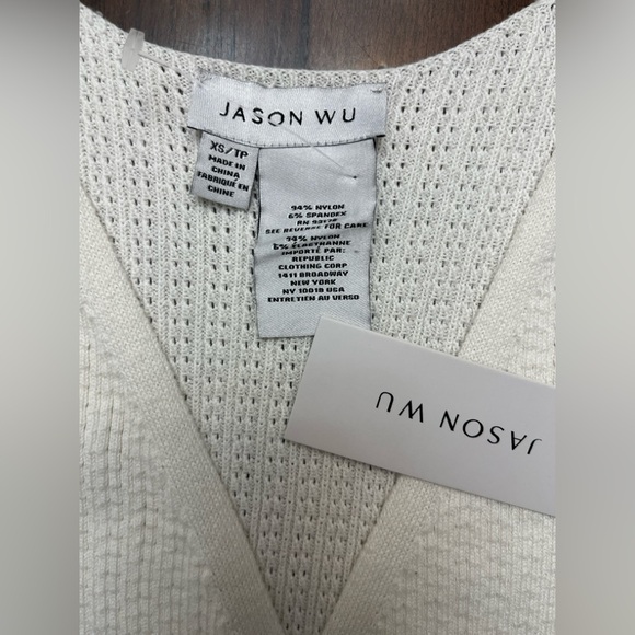 Jason Wu Wrap Front Top Tank Size XS Cream Knit Preppy Summer Spring Soft NWT - Picture 3 of 8